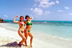 Karen and I flexing our muscles in the Cays. 