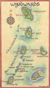 The Windward Islands -- a map of our 130 nm trip.